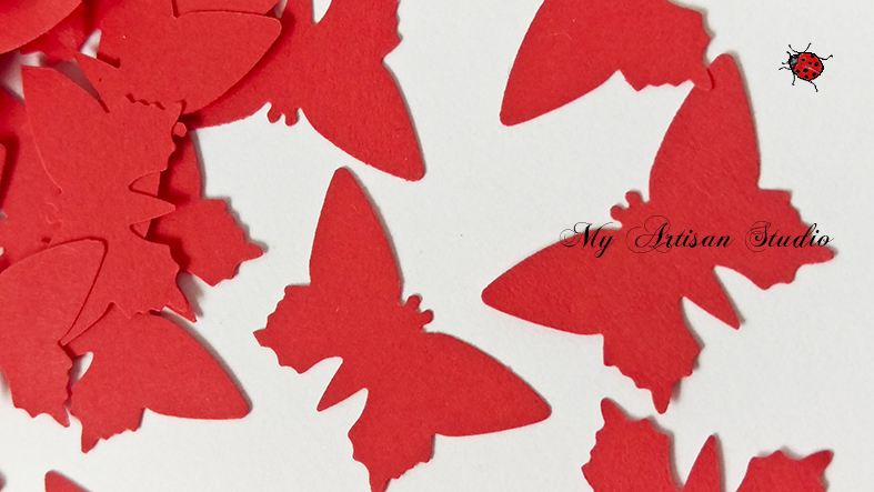 Red butterfly confetti baby shower wedding decorations