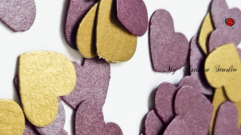 Purple & Gold heart confetti baby shower wedding decorations